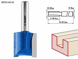 Фреза пазовая прямая 24×25мм, хвостовик 8мм