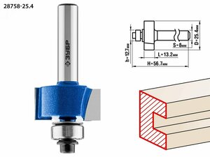 Фреза фальцевая 25.4×13мм, хвостовик 8мм