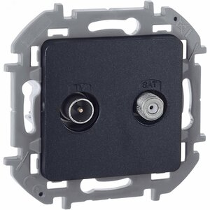 Розетка двойная TV+SAT тип звезда двухкабельная антрацит INSPIRIA