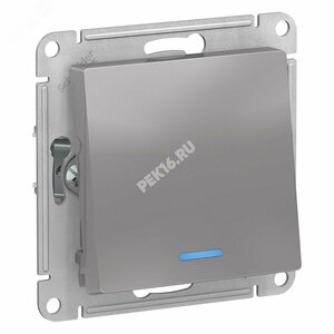 Переключатель одноклавишный ATLASDESIGN с подсветкой схема 6а 10АХ механизам алюминий