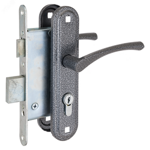 Замок врезной цилиндровый с ручками для деревянных дверей, СТАНДАРТ Россия ЗВ4-3.07С серебро (7426)