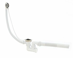 Сифон УНИВЕРСАЛ для ванн с нержавеющими чашками и с жесткой трубой, перелив 70 см (30980242)