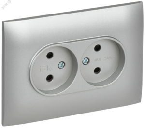 SKANDY Розетка 2-местная без заземления с защитными шторками 10А в сборе SK-R09S серебряный IEK