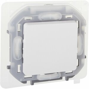 Выключатель 1-клавишный проходной 10АХ IP44 безвинтовое крепление белый INSPIRIA
