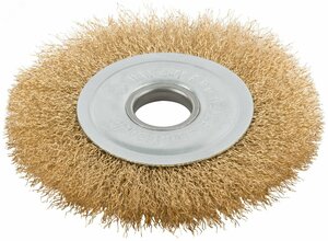 Кордщетка дисковая прямая, посадочный диаметр 22.2 мм, латунированная волнистая проволока 125 мм