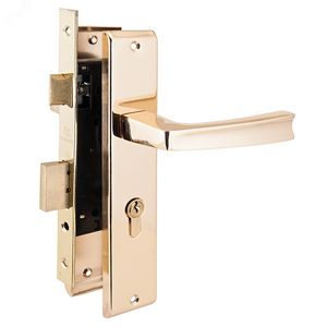 Замок врезной цилиндровый с ручками для деревянных дверей АЛЛЮР АРТ ЗВ4-70.09 GP золото (латунь)