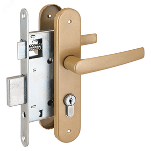 Замок врезной Птимаш ЗВ4-3.08 голд СТЯЖКИ с/руч