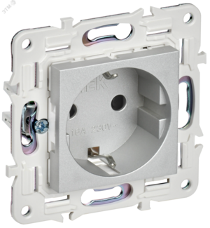 SKANDY Розетка с заземлением с защитными шторками 16А SK-R04S серебряный IEK