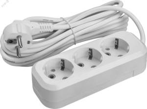 Удлинитель бытовой OPE-S-03-500-E-3×1 с заземлением 3 розетки 5м ПВС 3х1 3500 Вт ОНЛАЙТ