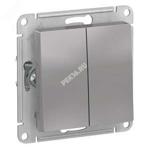 Переключатель двухклавишный ATLASDESIGN схема 6 10АХ механизм алюминий