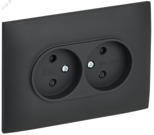 SKANDY Розетка 2-местная без заземления с защитными шторками 10А в сборе SK-R09G графит IEK
