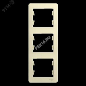 GLOSSA Рамка 3 поста вертикальная бежевая