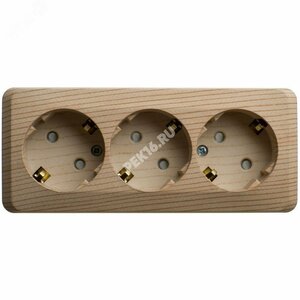 ЭТЮД Розетка тройная открытой установки с заземлением со шторками 16А 250B,сосна