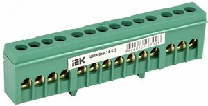 Шина PE земля корпусный изолятор на DIN-рейку ШНИ-6х9-14-К-З