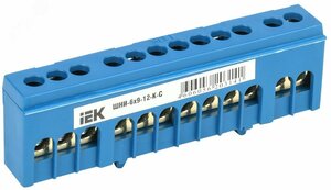 Шина N ноль корпусный изолятор на DIN-рейку ШНИ-6х9-12-К-С