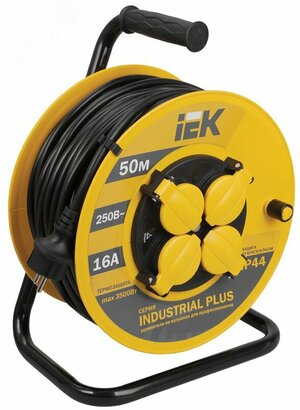 Удлинитель силовой 4 розетки шнур 50м ПВС 3х1.5 УК50 с термозащитой IP44