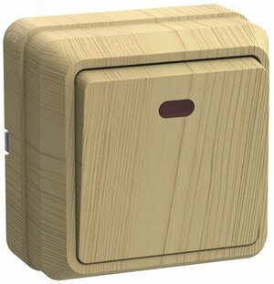 ОКТАВА Выключатель одноклавишный наружный сосна с индикацией 10А