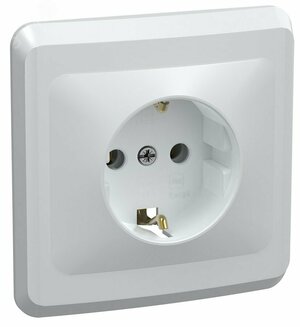 Розетка РС10-3-ВБ одноместная с заземляющим контактом без защитных шторок 16А ВЕГА белый