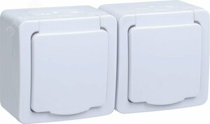 Гермес PLUS Розетка двойная наружная с заземлением с крышкой IP54 (ERMP22-K01-16-54-EC)