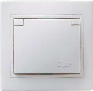 КВАРТА Розетка с заземлением сошторками с крышкой 16А белый