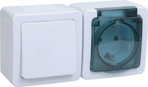 Гермес PLUS Блок наружный: выключатель одноклавишный и розетка с заземлением IP54