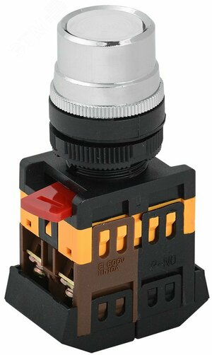 Кнопка белая ABLF-22 1з+1р с подсветкой неон 240В