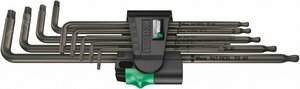 Набор Г-образных ключей 967/9 TX XL 1 TORX цинковое фосфатирование удлиненный с шаром TX 8 — TX 40 9 предметов комплектация: 3x 967 XL TORX Г-образный ключ удлиненный: TX 8×90 TX 9×101 TX 10×112 6x 967 PKXL TORX Г-образный ключ удлиненный: TX 15×123 TX 20×137 TX 25×154 TX 27×172 TX 30×195 TX 40×224