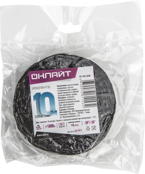 Изолента ОНЛАЙТ 61 153 OIT-H20-10/BL ХБ черная 125г 0,35х20мм 10м