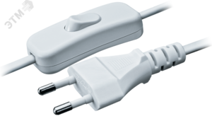 Шнур NPS-FS-170-2×0.5-WH 1.7м с выкл. белый Navig