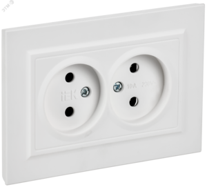 BRITE Розетка 2-местная без заземления без защитных шторок 10А в сборе РС12-2-БрАБ арктический белый IEK