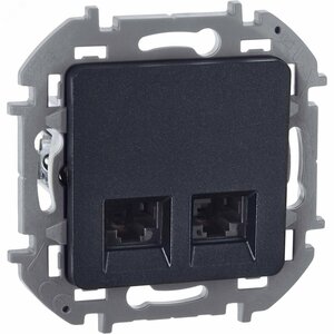 Розетка компьютерная двойная RJ45 категория 6 UTP антрацит INSPIRIA
