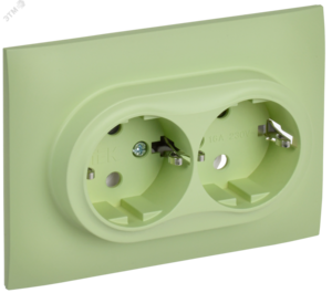 SKANDY Розетка 2-местная с заземлением без защитных шторок 16А в сборе SK-R08G мятный IEK