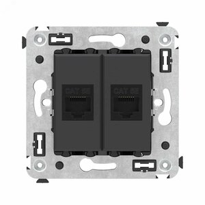 Avanti Компьютерная розетка RJ-45 без шторки в    стену кат.5е двойная Черный матовый