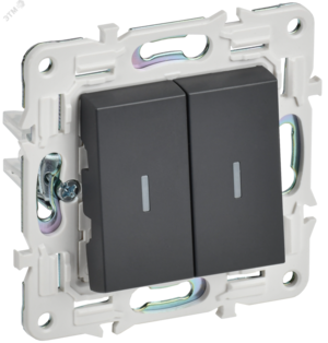 SKANDY Выключатель 2-клавишный проходной с индикацией 10А SK-V10T титан IEK