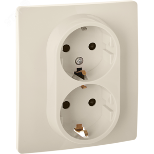 Розетка 2-местная с заземлением с защитными шторками 16А в сборе слоновая кость INSPIRIA