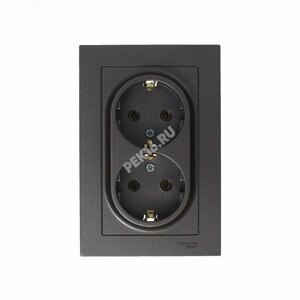 Розетка ATLASDESIGN двойная с заземлением 16А в сборе мокко