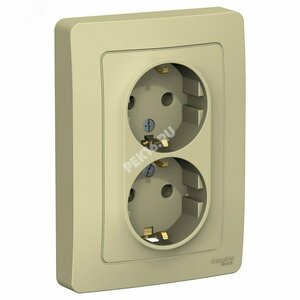 BLANCA С/У РОЗЕТКА двойная с заземлением без шторок, 16А, 250В, БЕЖЕВЫЙ