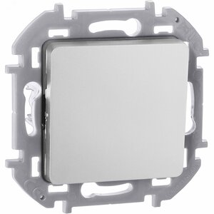 Выключатель 1-клавишный проходной 10АХ безвинтовое крепление алюминий INSPIRIA