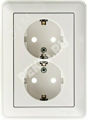 W59 Розетка двойная скрытая с заземлением 16А белая