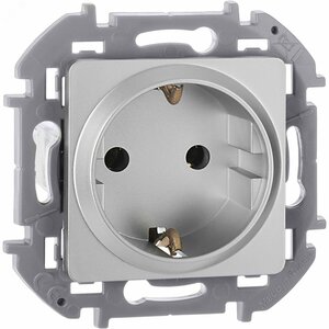 Розетка 1-местная с заземлением без защитных шторок 16А алюминий INSPIRIA