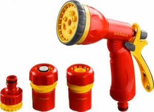 Поливочный набор GS-34 пластиковый: пистолет с 8 режимами, комплект соединительной арматуры 3/4»