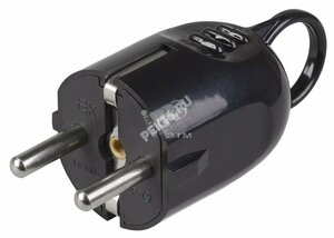 Евровилка угловая с ушком черная 16А