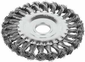 Щетка для УШМ, посадка 22,2 мм, Плоская, крученая проволока 0,5 мм, 125 мм, блистер, Profi