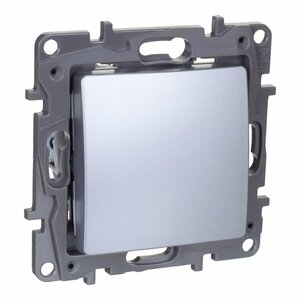 Выключатель 1-клавишный 10АХ перекрестный алюминий ETIKA