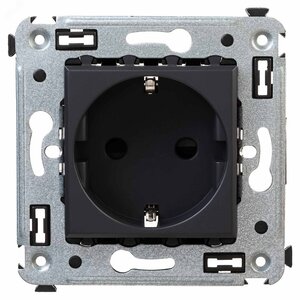 Avanti Розетка в стену, 2P+E, с з/ш, Черный       матовый