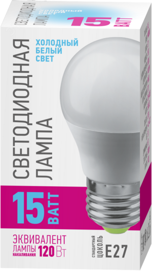 Лампа светодиодная 15вт OLL-G45-15-230-6.5K-E27-PROMO ОНЛАЙТ