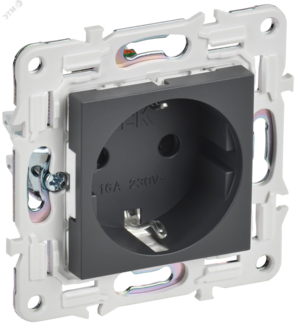SKANDY Розетка с заземлением с защитными шторками 16А безвинтовое крепление SK-R06T титан IEK