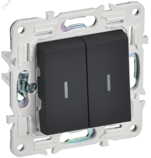 SKANDY Выключатель 2-клавишный проходной с индикацией 10А SK-V10G графит IEK