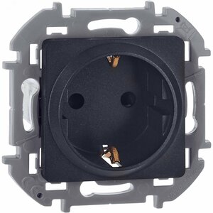 Розетка 1-местная с заземлением с защитными шторками 16А антрацит INSPIRIA
