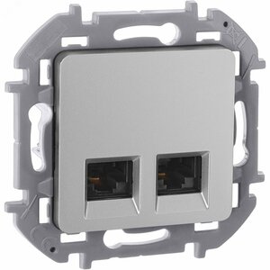 Розетка компьютерная двойная RJ45 категория 5Е UTP алюминий INSPIRIA